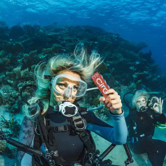 Scuba divers showcasing the energy and protein in CirC energy bites
