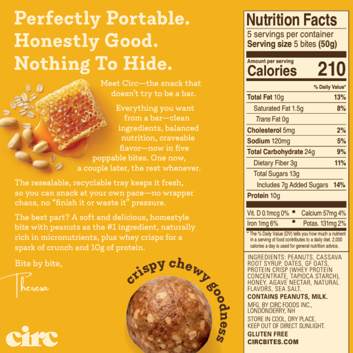 Honey Peanut Oat Protein Bites (10G)