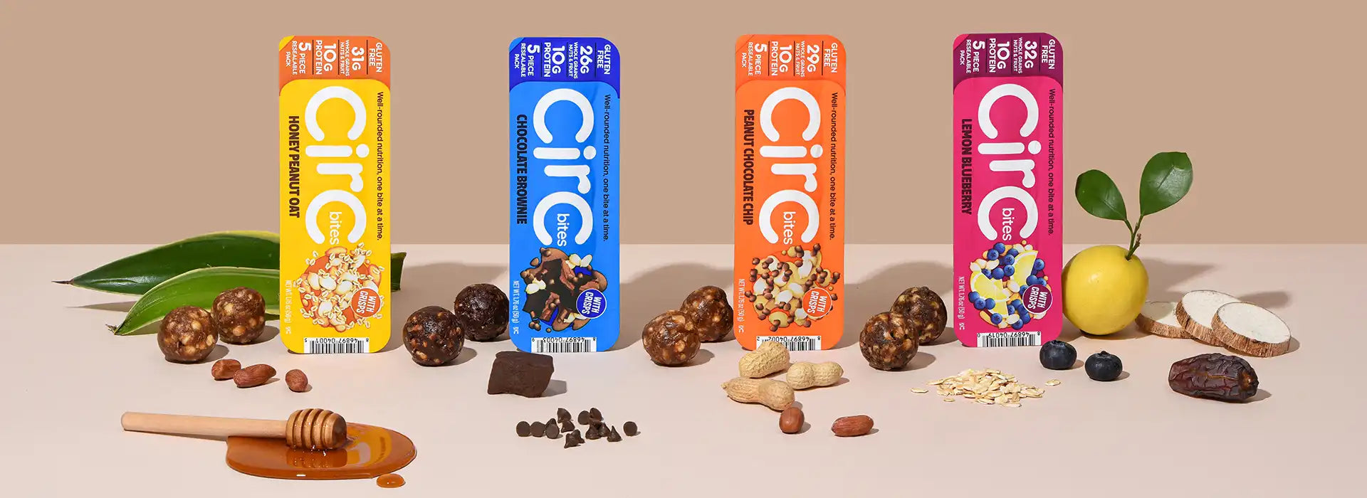 CirC energy bites with all natural ingredients, dates, peanuts, oats and agave