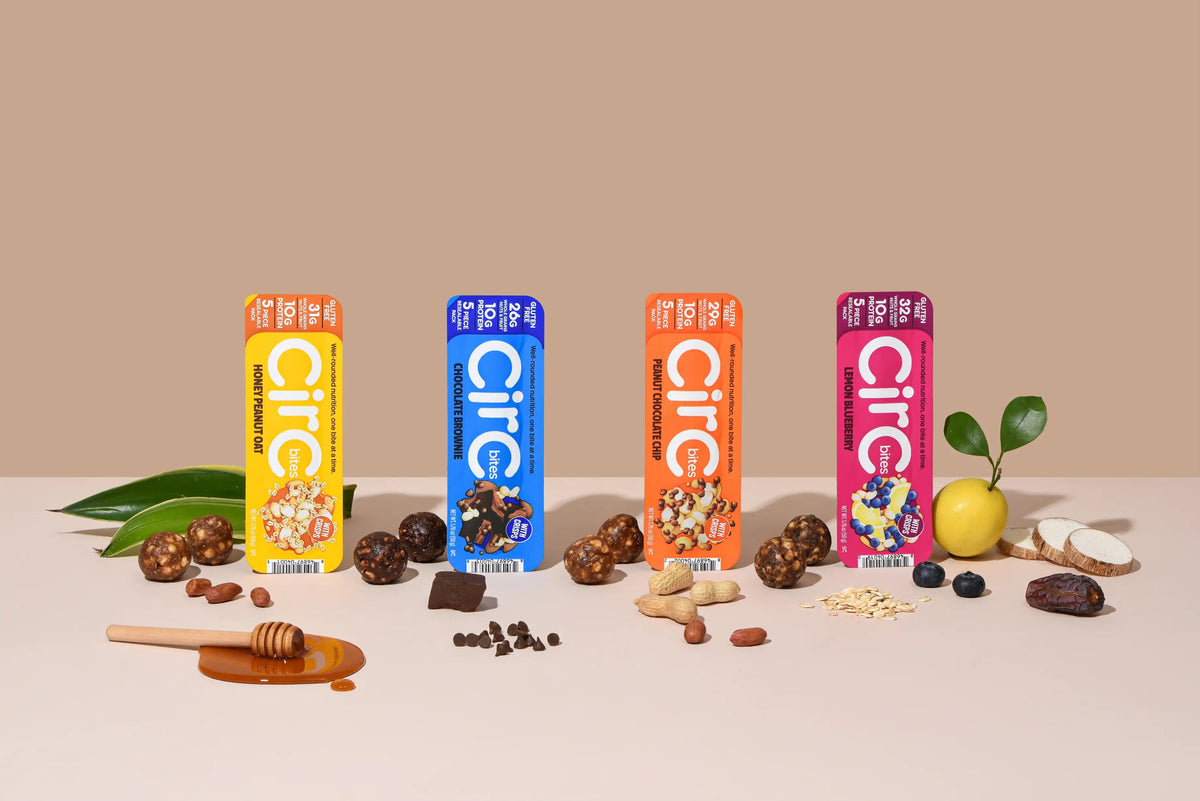 Four flavors of CirC bites with their wholesome ingredients
