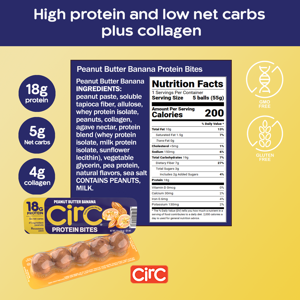 Peanut Butter Banana Protein Bites (18G)