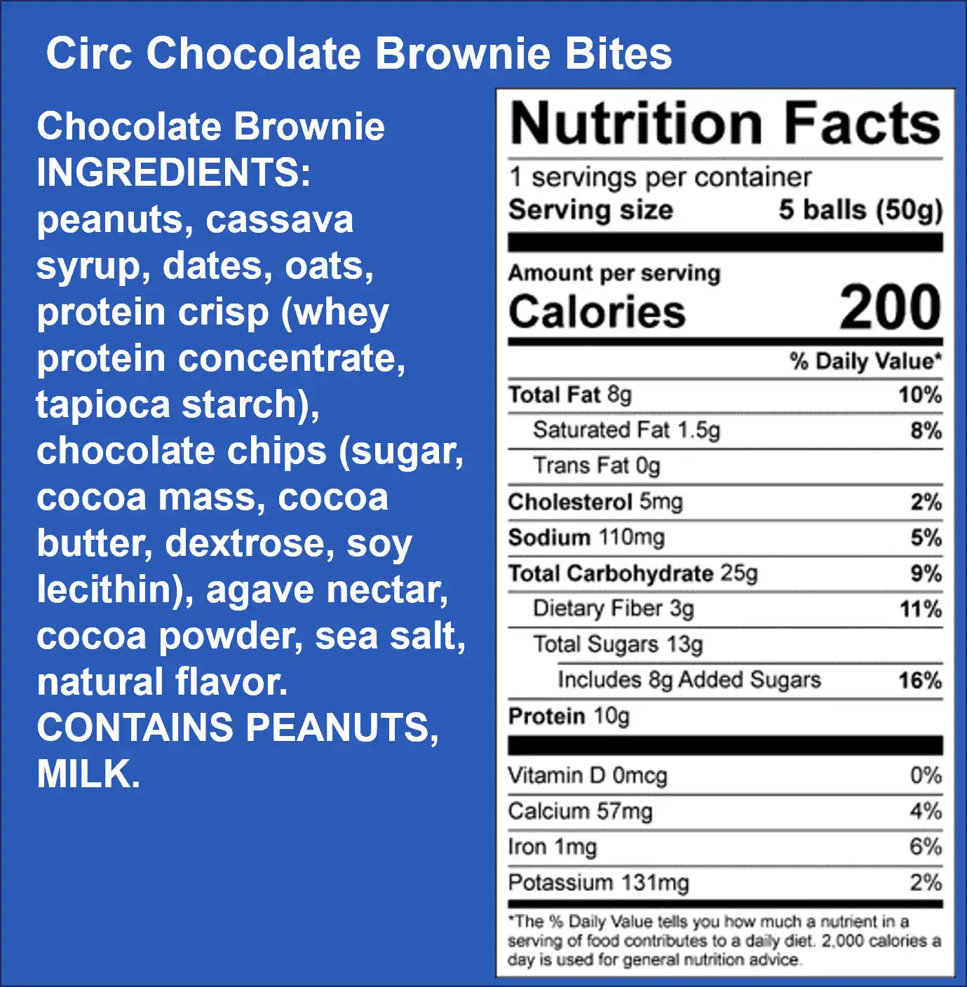 Brownie Nutrition panel