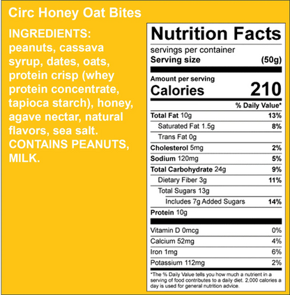 Honey Peanut Oat Nutrition